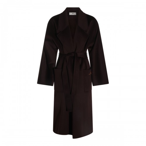 DARK CHOCOLATE WOOL LONG COAT 2