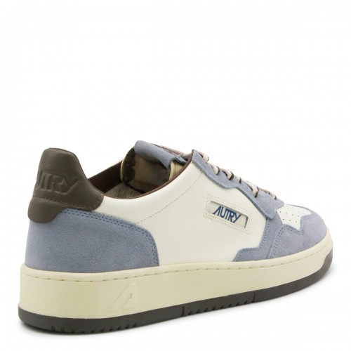 WHITE AND LIGHT BLUE LEATHER MEDALIST SNEAKERS