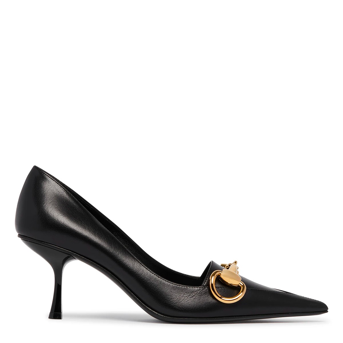 BLACK LEATHER BOULEVARD PUMPS