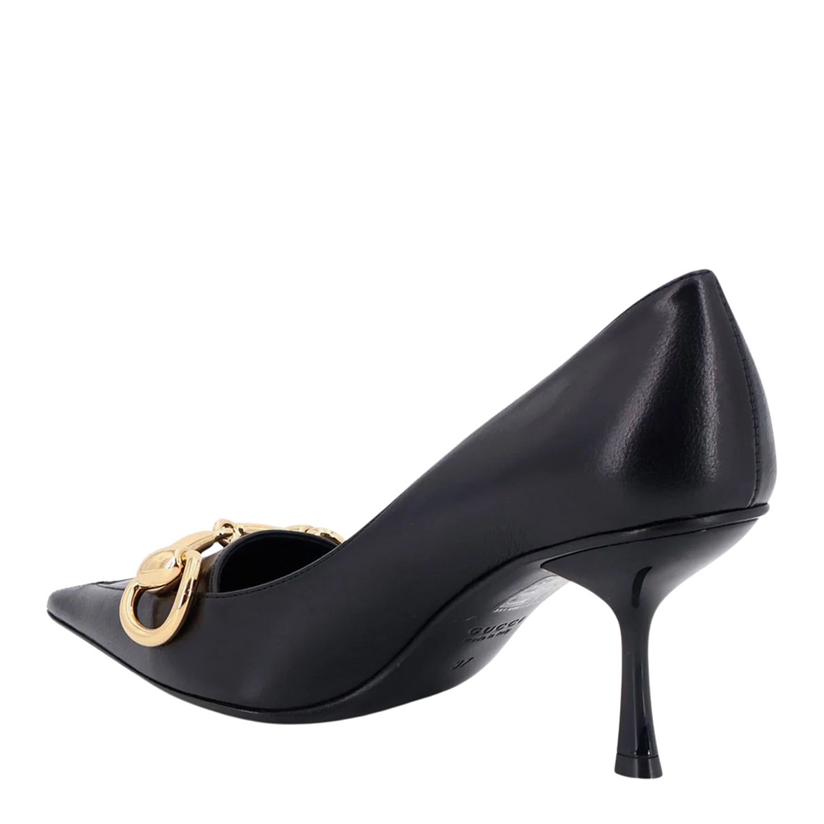 BLACK LEATHER BOULEVARD PUMPS