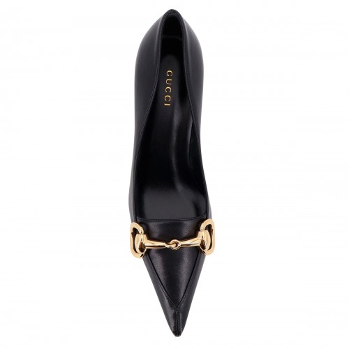 BLACK LEATHER BOULEVARD PUMPS