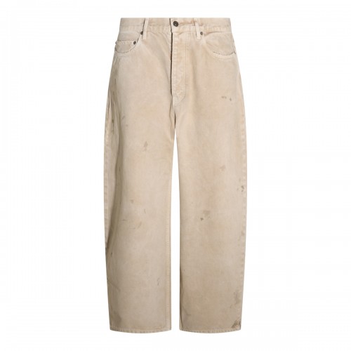 BEIGE COTTON DENIM JEANS