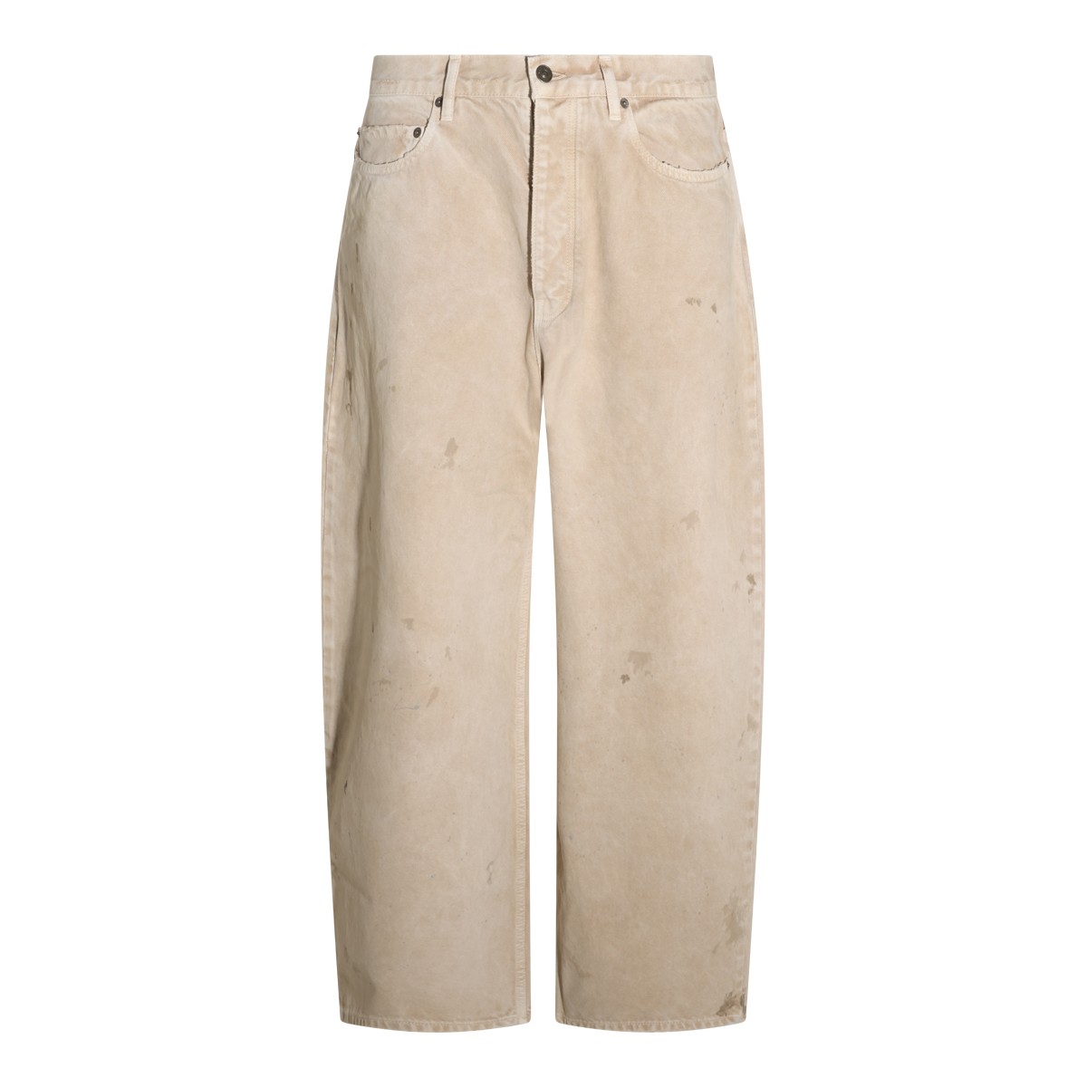 BEIGE COTTON DENIM JEANS