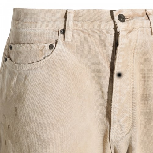 BEIGE COTTON DENIM JEANS