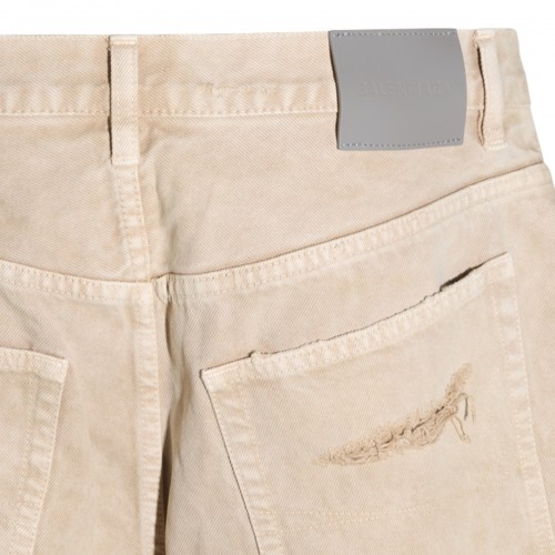 BEIGE COTTON DENIM JEANS
