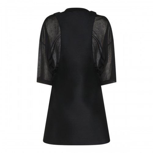 BLACK WOOL AND SILK BLEND MINI DRESS