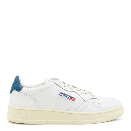 WHITE AND BLUE LEATHER MEDALIST SNEAKERS