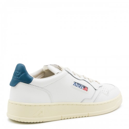 WHITE AND BLUE LEATHER MEDALIST SNEAKERS
