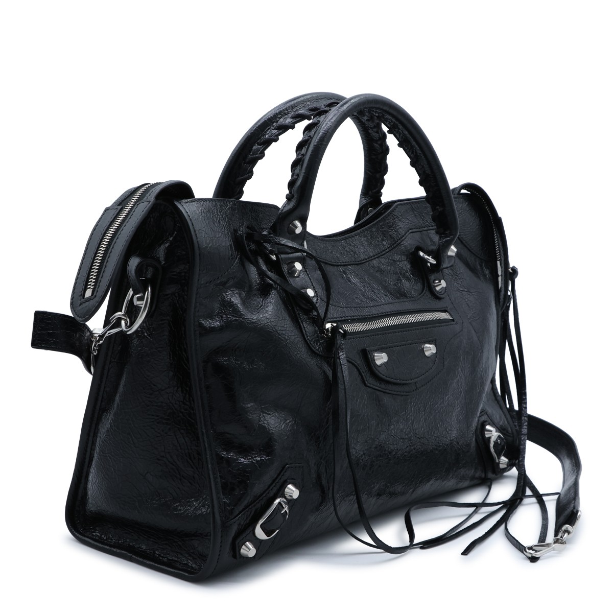 BLACK LEATHER LE CITY MEDIUM TOP...