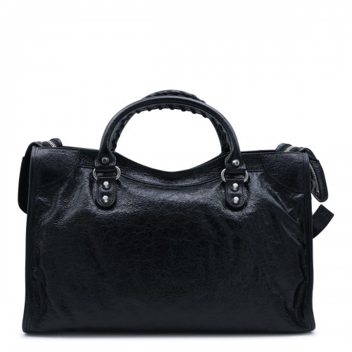 BLACK LEATHER LE CITY MEDIUM TOP HANDLE BAG