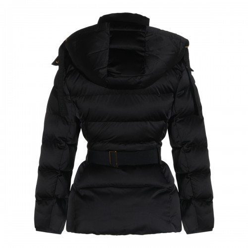 BLACK PUFFER BELTED DOWN JACKET