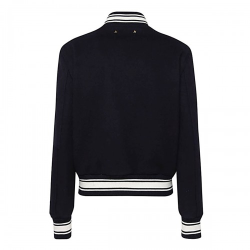 BLACK WOOL BLEND BOMBER JACKET