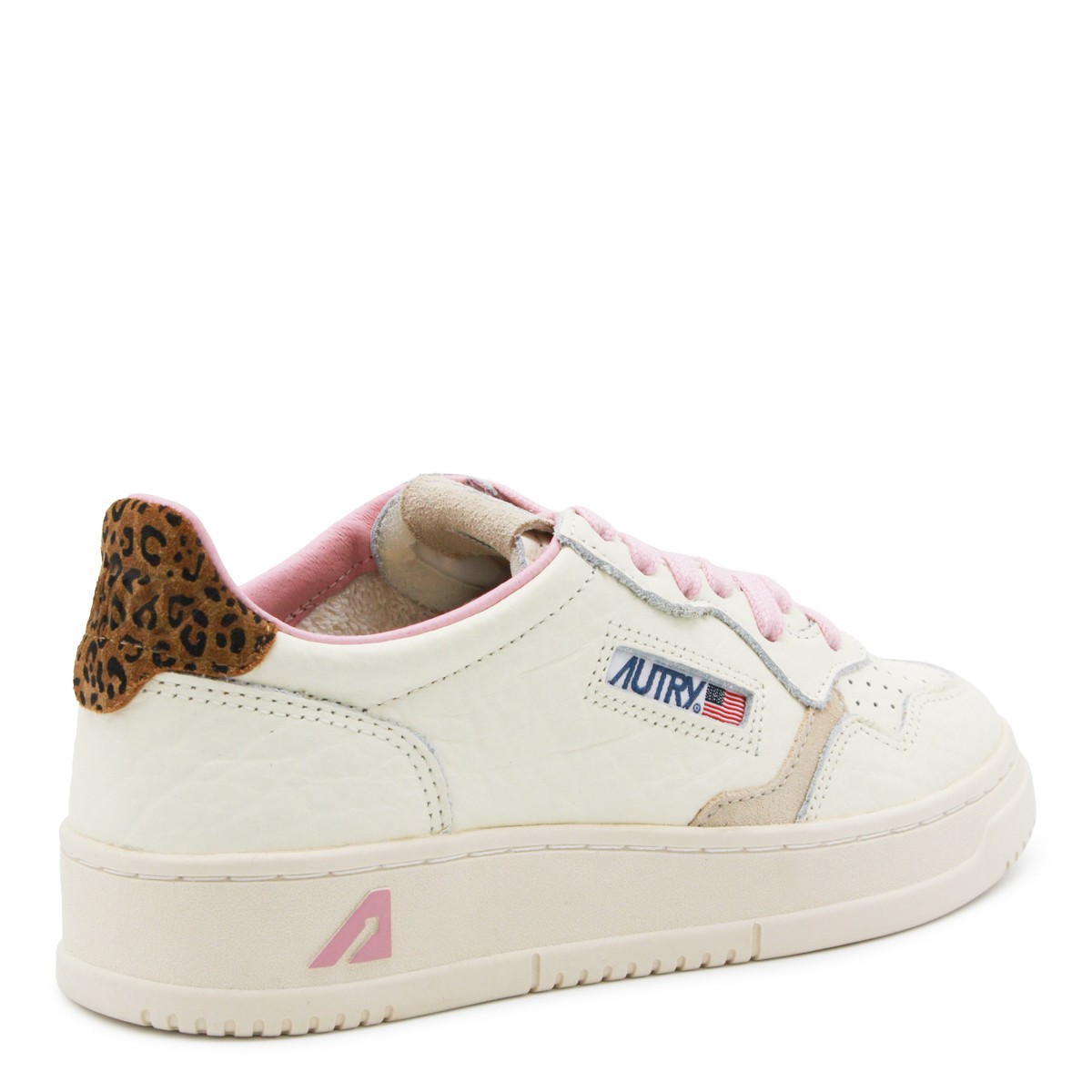 WHITE PINK AND LEOPARD LEATHER...