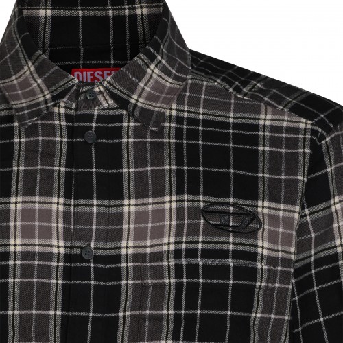 BLACK COTTON CHECK SHIRT
