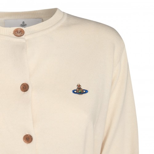 WHITE COTTON AND CASHMERE BLEND CROPPED BEA CARDIGAN
