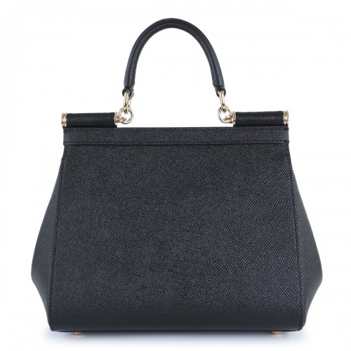 BLACK LEATHER SICILY SMALL TOP HANDLE BAG