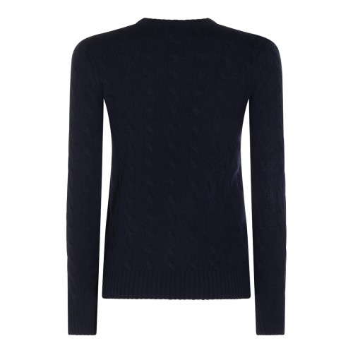 NAVY WOOL AND CASHMERE BLEND SWEATER