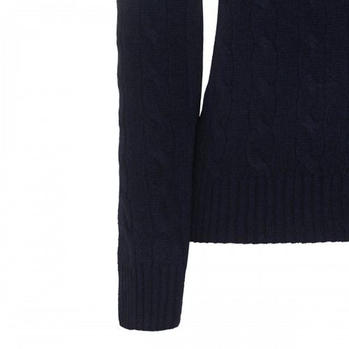 NAVY WOOL AND CASHMERE BLEND SWEATER