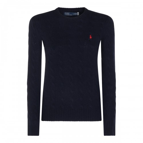 NAVY WOOL AND CASHMERE BLEND SWEATER