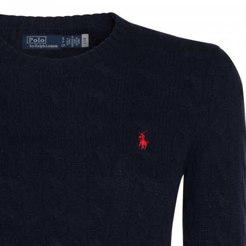 NAVY WOOL AND CASHMERE BLEND SWEATER