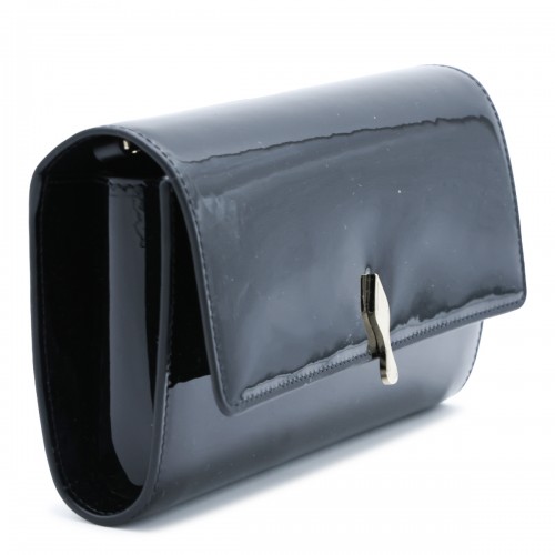 BLACK LEATHER BETTINA WALLET ON CHAIN