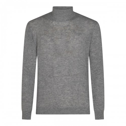 MID GREY VIRGIN WOOL AND CASHMERE BLEND SWEATER