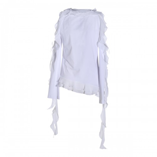WHITE COTTON STRASS T-SHIRT