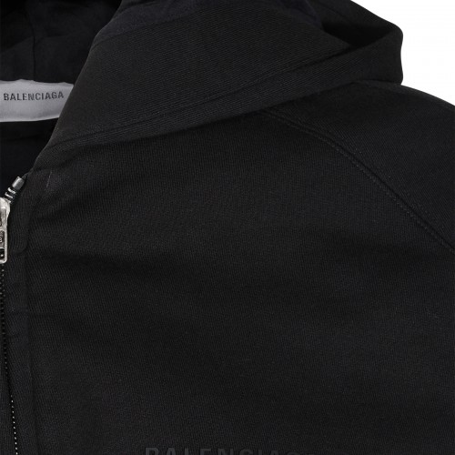 BLACK COTTON CAPE HOODIE