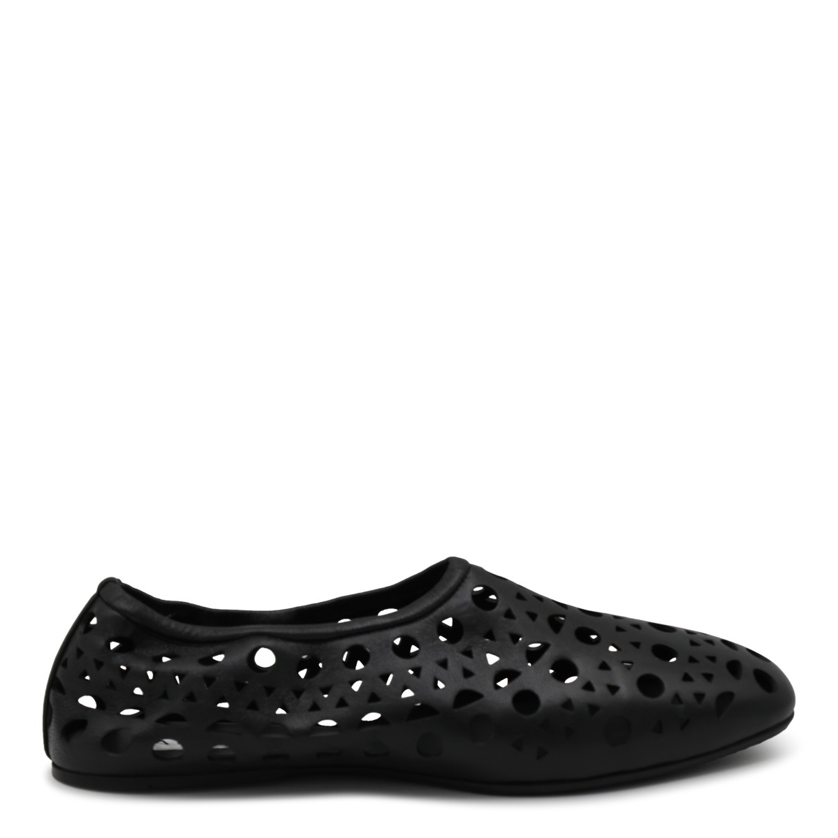 BLACK LEATHER VIENNE FLATS