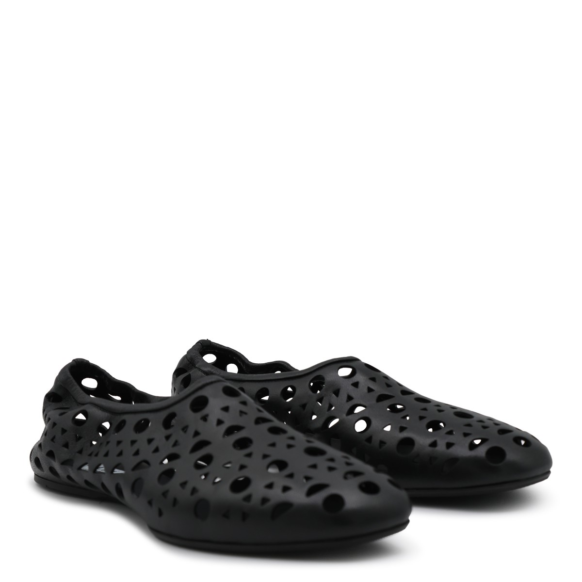 BLACK LEATHER VIENNE FLATS