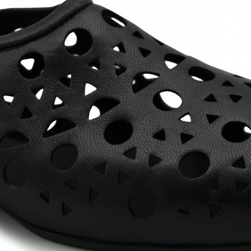 BLACK LEATHER VIENNE FLATS