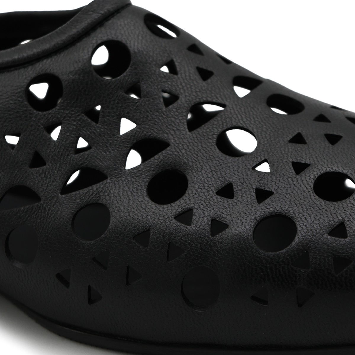 BLACK LEATHER VIENNE FLATS
