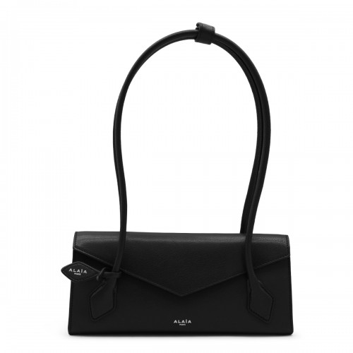 BLACK LEATHER TECKEL MEDIUM SHOULDER BAG