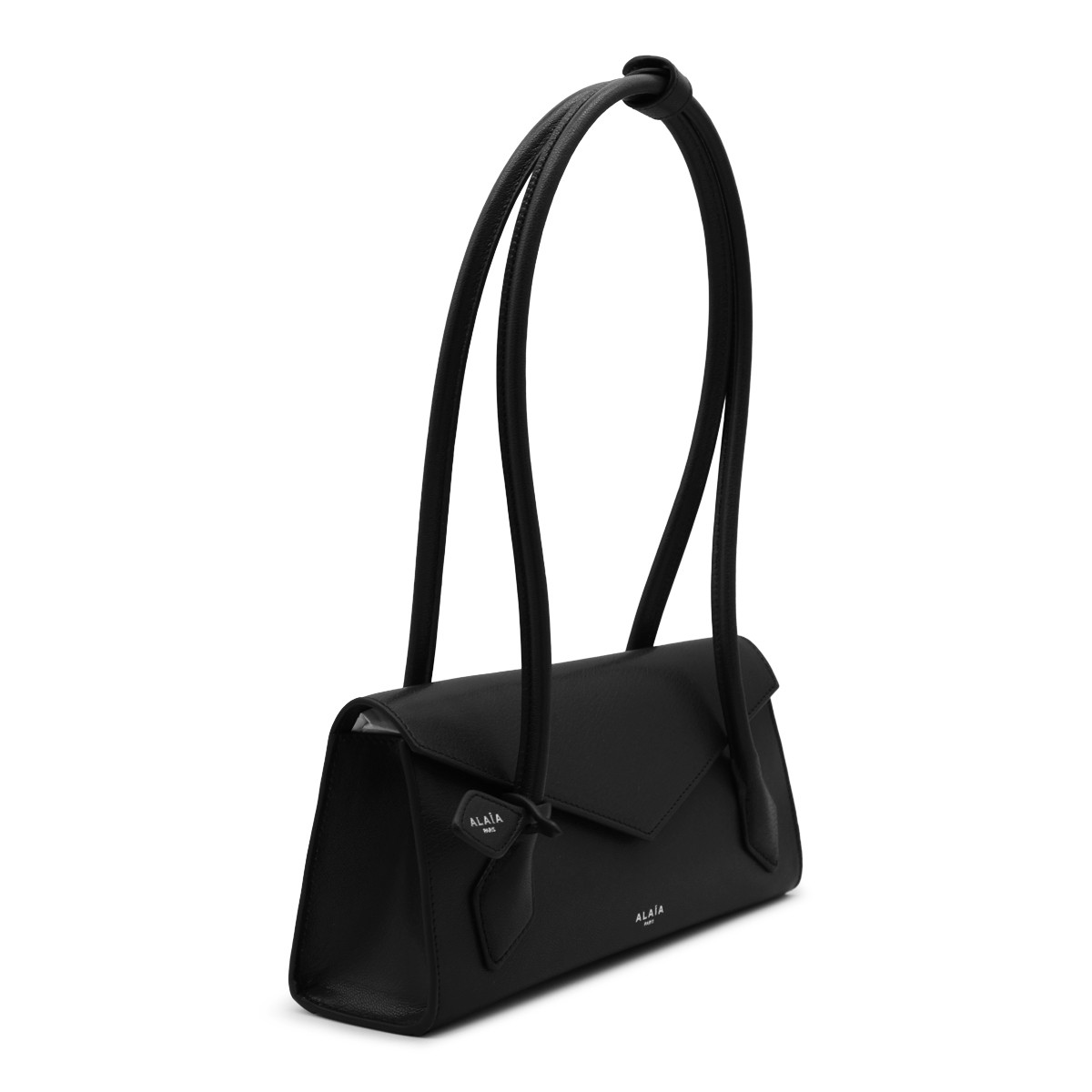 BLACK LEATHER TECKEL MEDIUM SHOULDER BAG