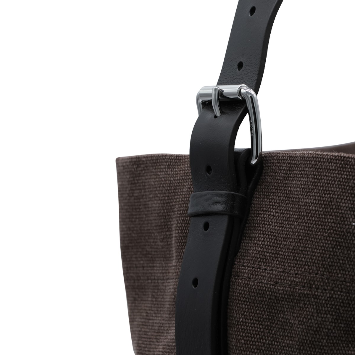 DARK BROWN COTTON BELTED TOTE