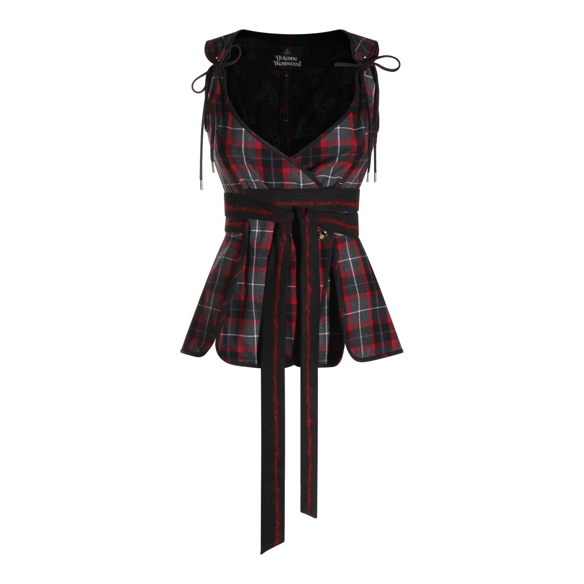 CHARCOAL AND RED VIRGIN WOOL ROXY TOP