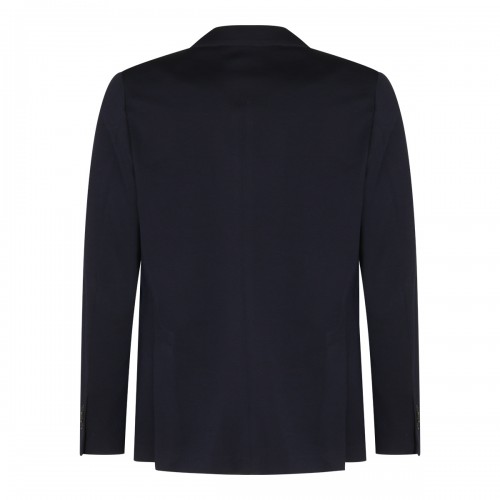 NAVY AND BROWN VIRGIN WOOL-BLEND BLAZER