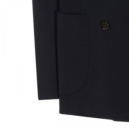 NAVY AND BROWN VIRGIN WOOL-BLEND BLAZER