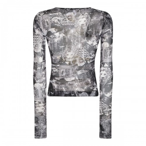 DARK GREY AND BLACK MESH TOP
