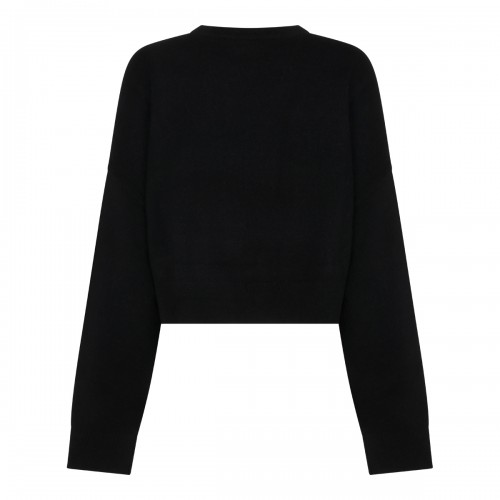 BLACK WOOL BRANDED SWEATER