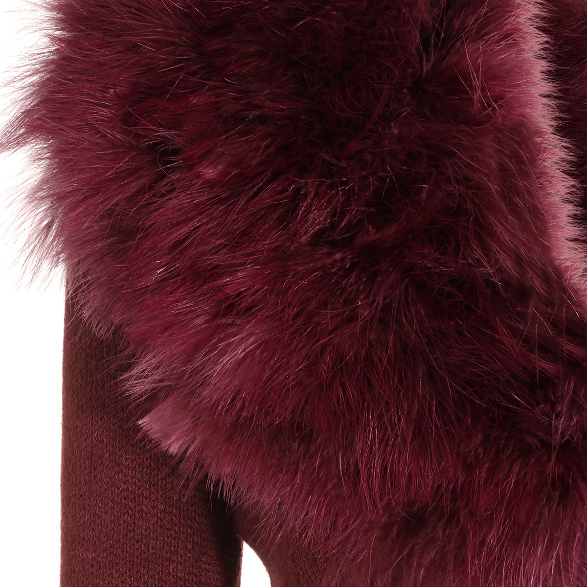 BURGUNDY VIRGIN WOOL FUR CARDIGAN
