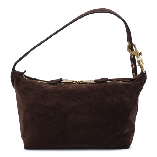 BROWN SUEDE BOWLING SHOULDER BAG