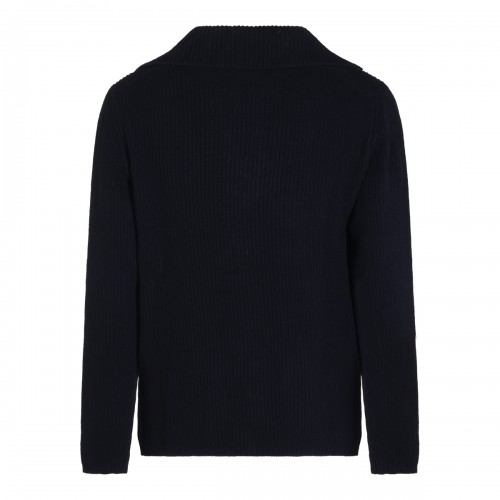 NAVY VIRGIN WOOL CARDIGAN
