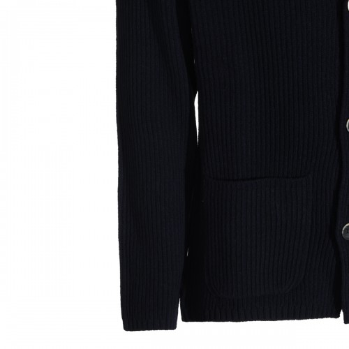 NAVY VIRGIN WOOL CARDIGAN