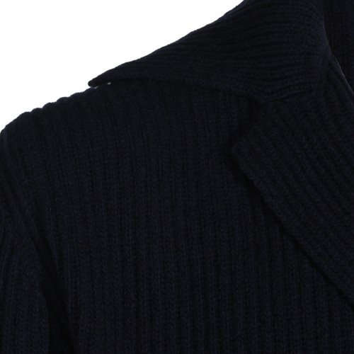 NAVY VIRGIN WOOL CARDIGAN