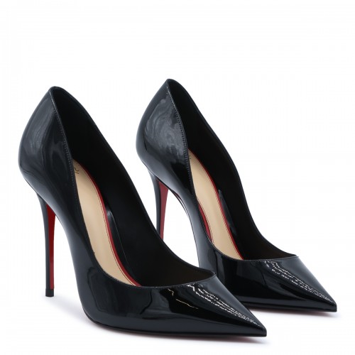 BLACK LA PIGALLE 100 PATENT LEATHER PUMPS