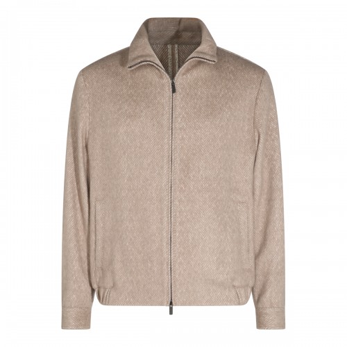 BEIGE CASHMERE AND COTTON...