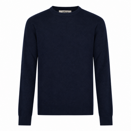 NAVY VIRGIN WOOL AND CASHMERE BLEND SWEATER