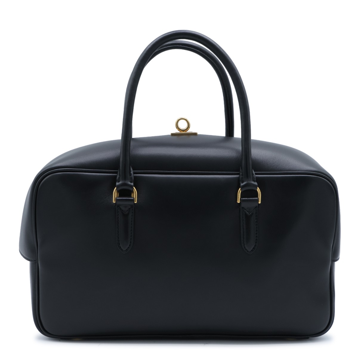 BLACK LE 7 LAMBSKIN MEDIUM BOWLING BAG