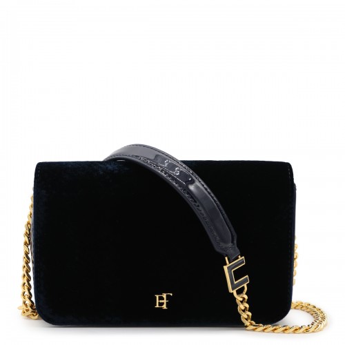 NAVY VELVET SHOULDER BAG